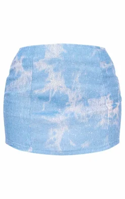 Blue Sequin Denim Textured Corset Top