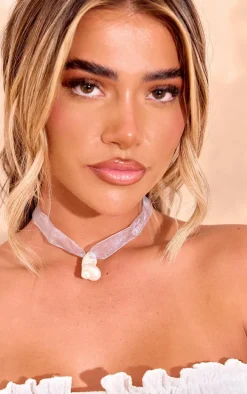 Blue Shell Ribbon Choker