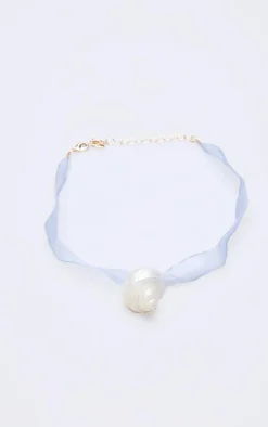 Blue Shell Ribbon Choker