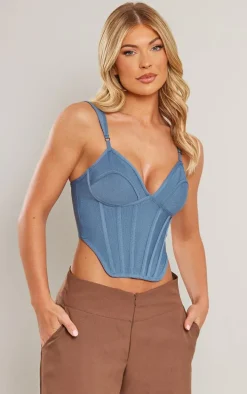 Blue Steel Bandage Dip Hem Bust Cup Corset Top