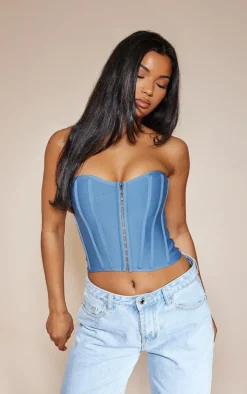 Blue Steel Bandage Hook And Eye Structured Corset