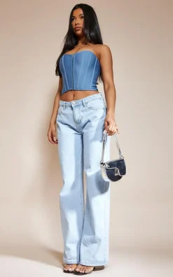 Blue Steel Bandage Hook And Eye Structured Corset