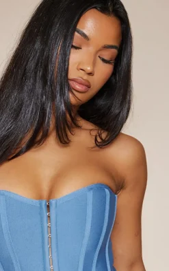 Blue Steel Bandage Hook And Eye Structured Corset