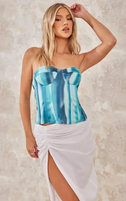 Blue Steel Printed Structured Corset Top