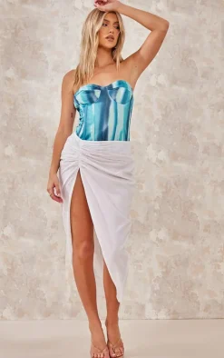 Blue Steel Printed Structured Corset Top