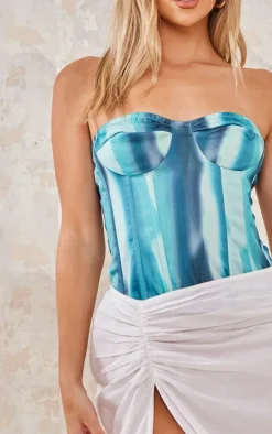 Blue Steel Printed Structured Corset Top