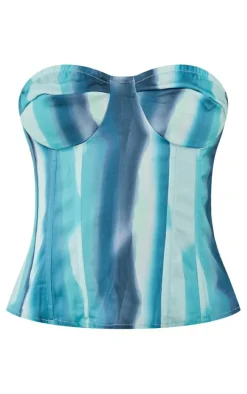 Blue Steel Printed Structured Corset Top