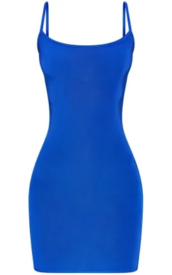 Blue Strappy Cut Out Back Detail Bodycon Dress