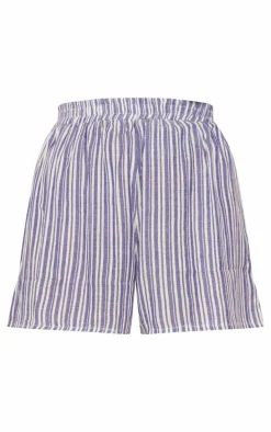 Blue Stripe Cotton Elasticated Floaty Short