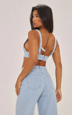 Blue Stripe Denim Triangle Bralet
