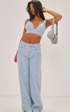 Blue Stripe Denim Triangle Bralet