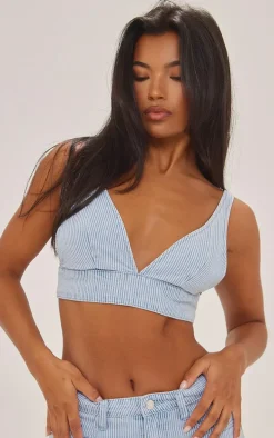 Blue Stripe Denim Triangle Bralet