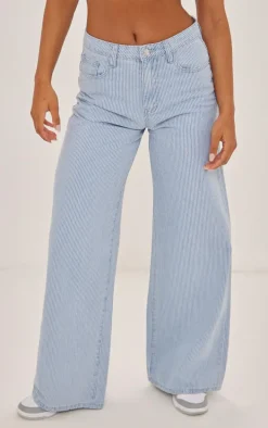Blue Stripe Wide Leg Jeans