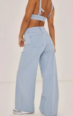 Blue Stripe Wide Leg Jeans