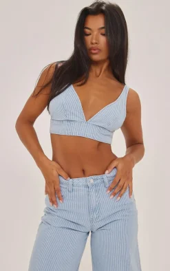 Blue Stripe Wide Leg Jeans