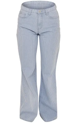 Blue Stripe Wide Leg Jeans