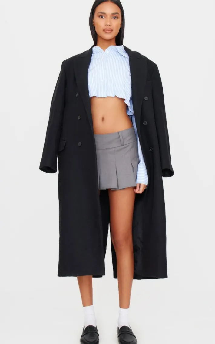 Blue Striped Bubble Hem Shirt