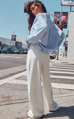 Blue Striped Oversized Cotton Shirt
