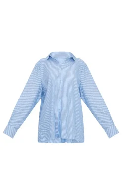 Blue Striped Oversized Shirt