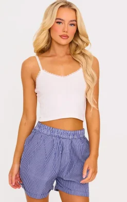 Blue Striped Turned Up PJ Shorts