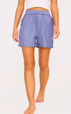 Blue Striped Turned Up PJ Shorts