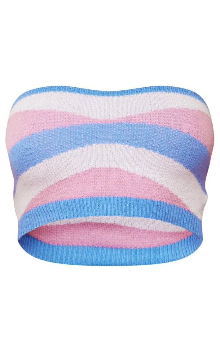 Blue Swirl Knitted Bandeau Top