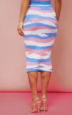 Blue Swirl Knitted Midaxi Skirt