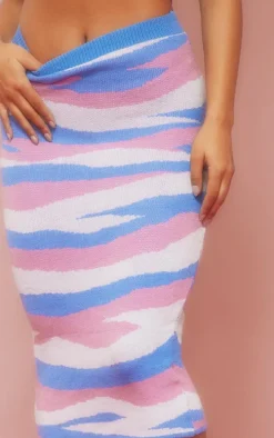 Blue Swirl Knitted Midaxi Skirt