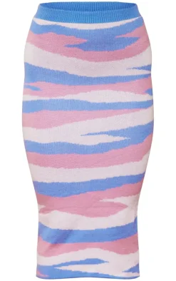 Blue Swirl Knitted Midaxi Skirt