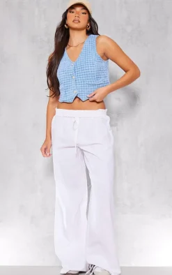 Blue Textured Cropped Vest