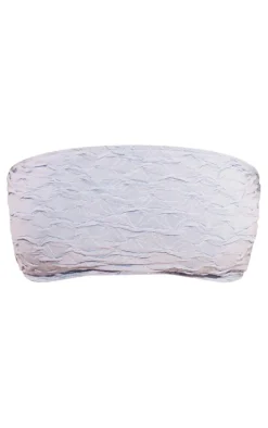 Blue Textured Fuller Bust Bandeau Bikini Top