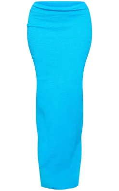 Blue Textured Knit Maxi Skirt