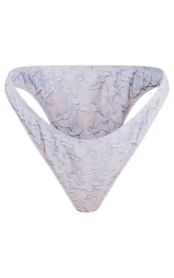 Blue Textured V Front Bikini Bottoms