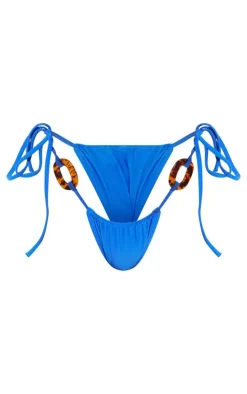 Blue Tortoise Trim Tie Side Bikini Bottoms