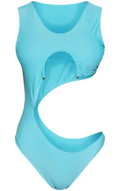 Blue Trim Detail Cut Out Swimsuit