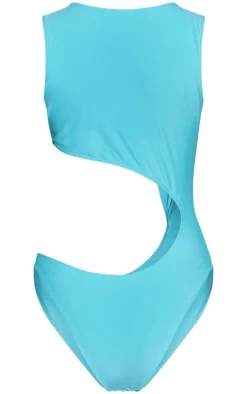 Blue Trim Detail Cut Out Swimsuit