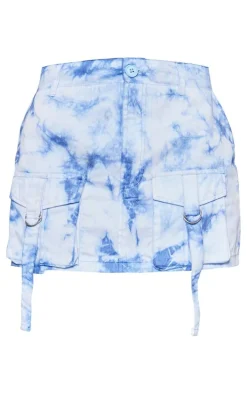 Blue Vintage Wash Cargo Micro Mini Skirt