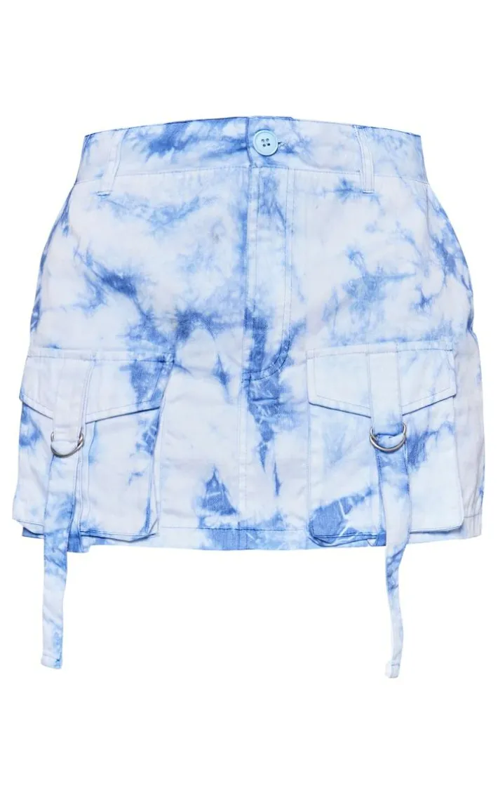 Blue Vintage Wash Cargo Micro Mini Skirt