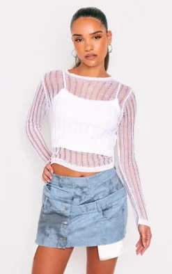 Blue Washed Twill Double Waistband Mini Skirt