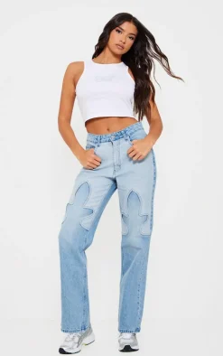 Blue Western Patch Denim Jeans