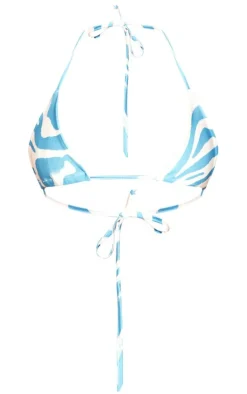 Blue Zebra Printed Triangle Bikini Top