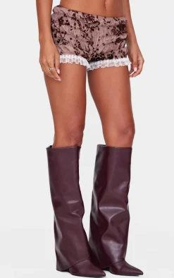 Blush Devore Ruched Frill Hem Bloomers