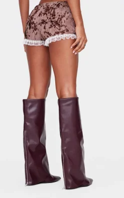 Blush Devore Ruched Frill Hem Bloomers