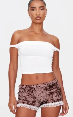 Blush Devore Ruched Frill Hem Bloomers