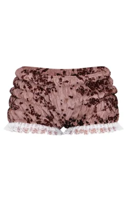 Blush Devore Ruched Frill Hem Bloomers