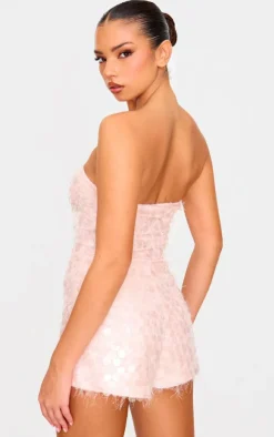Blush Disc Sequin Bandeau Romper