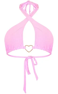 Blush Heart Trim Halterneck Bikini Top