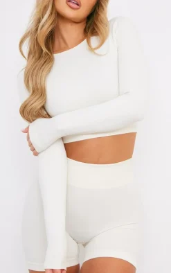 Bone Seamless Long Sleeve Cropped Gym Top