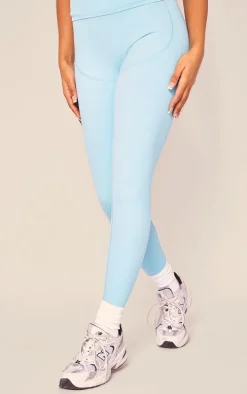 Bright Blue Sculpt Panel Zip Detail Leggings