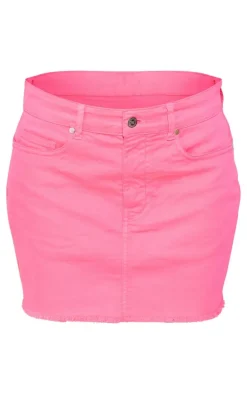 Bright Pink Denim Mini Skirt